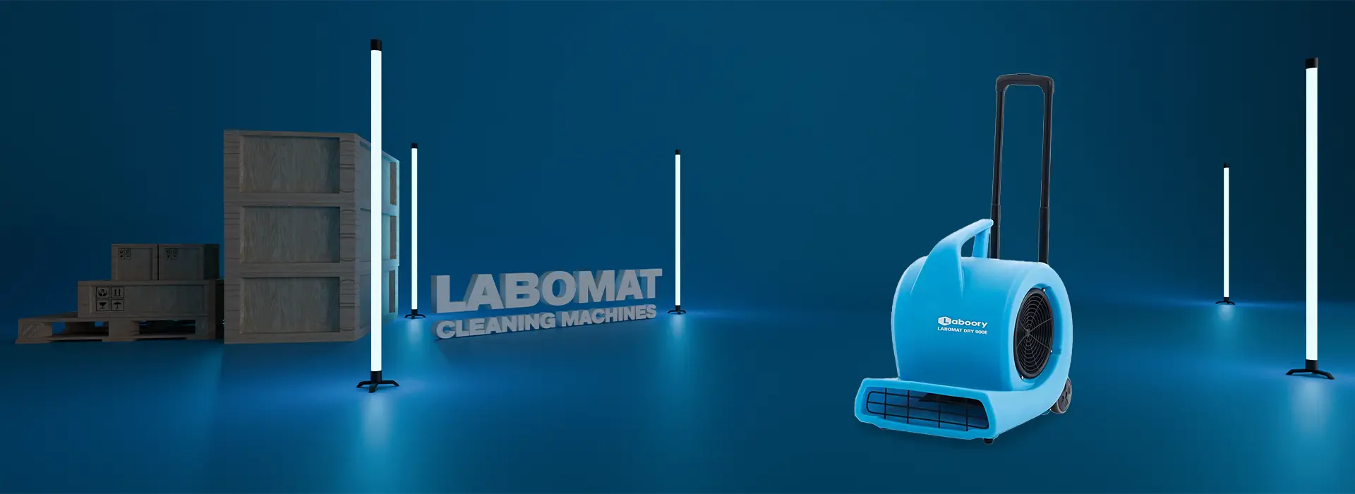 Görselde LABOMAT DRY900E modelinin kompakt ve dayanıklı yapısı ile büyük kapasiteli toz haznesi gösterilmektedir. Kuru temizleme teknolojisi sayesinde geniş alanlarda hızlı ve etkili temizlik sağlar.