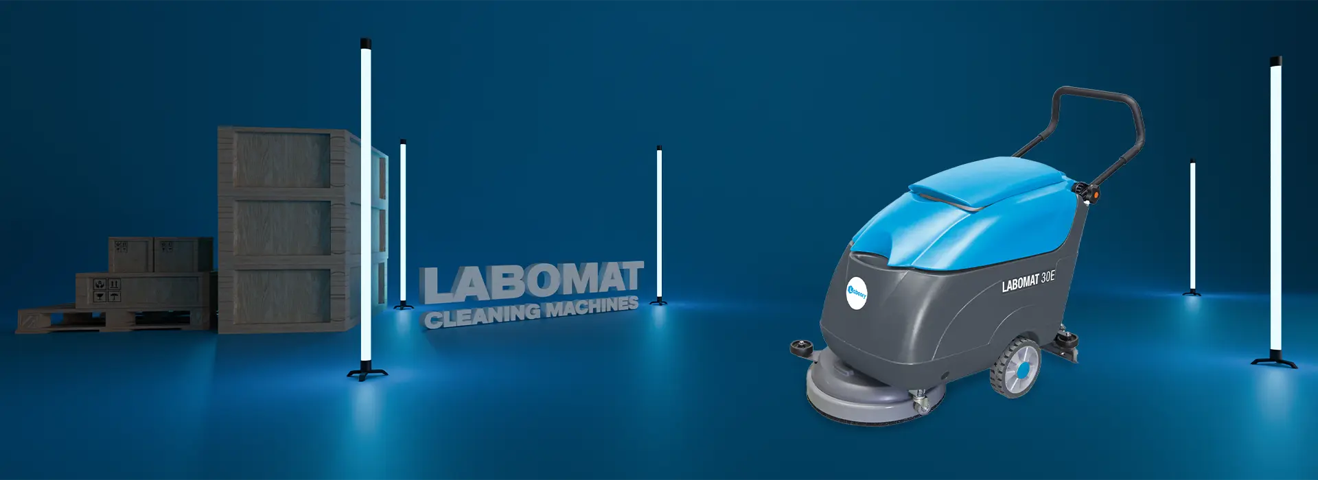LABOMAT 30E, elektrikli ve arkadan itmeli bir zemin temizleme makinesidir. Küçük ve orta ölçekli alanlarda yüksek verimli temizlik sağlar.