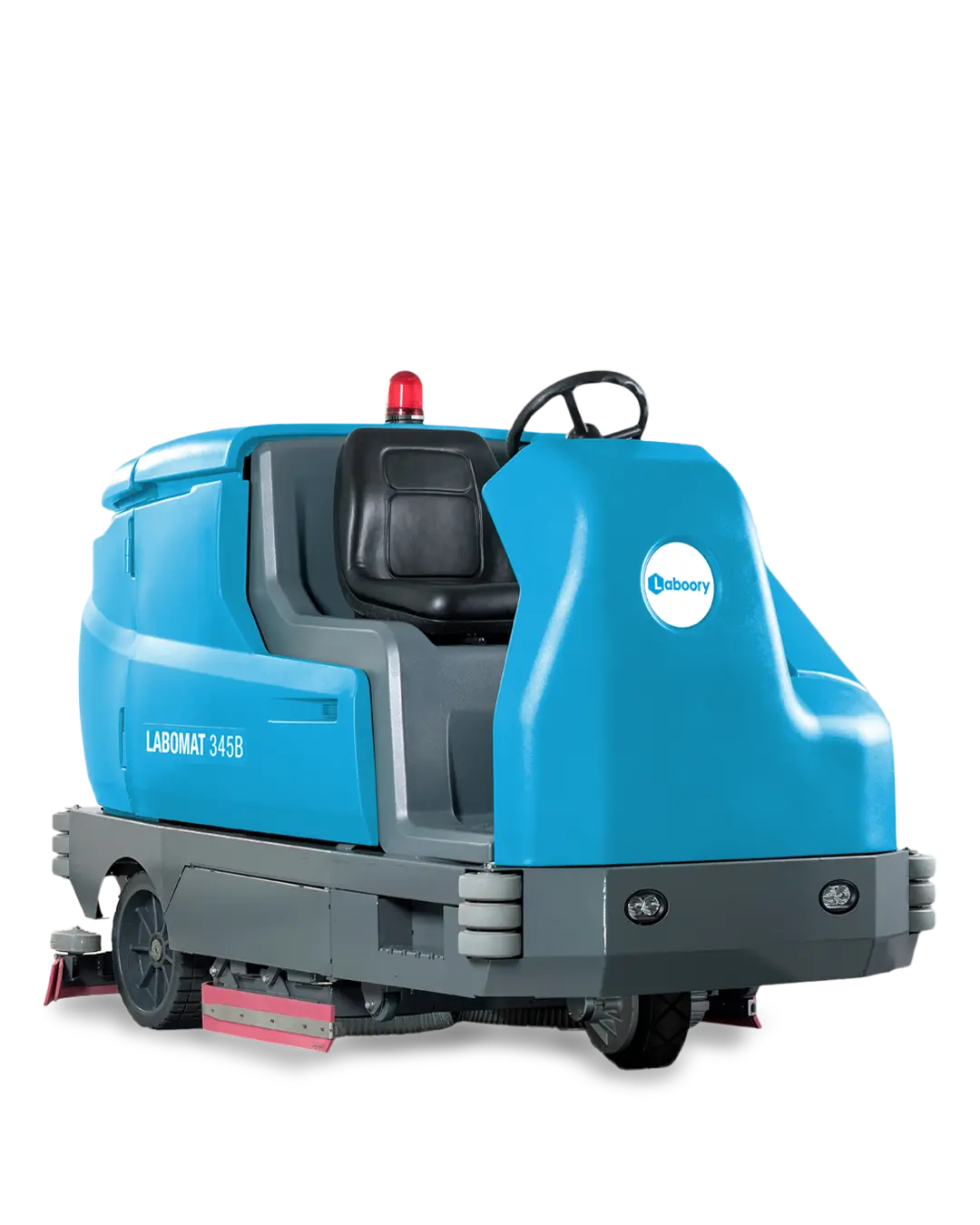 Görselde LABOMAT 345B modelinin sağlam ve geniş yapısı gösterilmektedir. Büyük su tankı ve güçlü motoru ile endüstriyel temizlik işlemlerinde yüksek performans sunar.